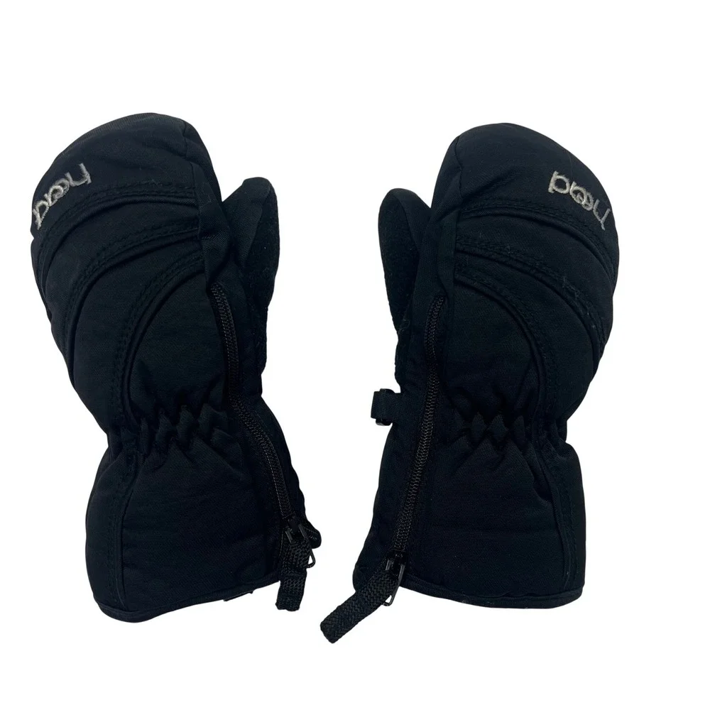 Head Outlast Kids XXS Black Winter Mittens Side Zipper Fleece‎ Lined Thermal